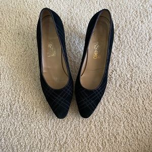 Ferragamo Black Velvet Pumps